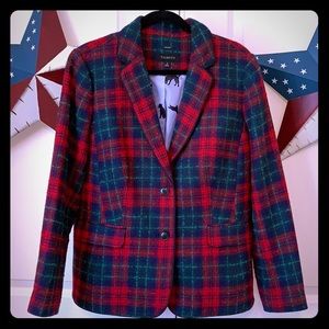 TALBOTS Jacket Red/Green/Blue/Black Plaid Wool